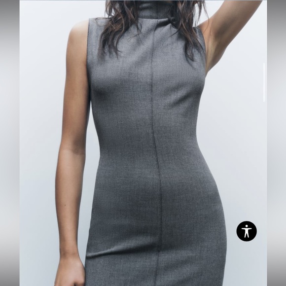 Zara Grey Seamed Dress - Picture 3 of 9